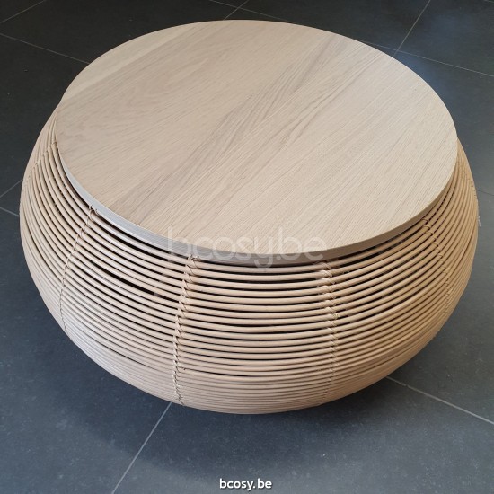 Vivi Round Coffee Table Dia Natural Rattan Natural Oak Top