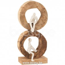 Figuur 3 denkers ringen mangohout/aluminium naturel/wit - J-Line